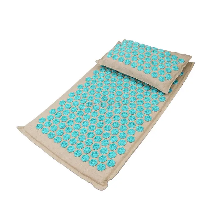 Fitness Yoga Spiky Mat Lotus Acupuncture Massage Mat Bed Pilates Linen Cotton Yoga Massager Cushion for Neck & Back Pain Relief