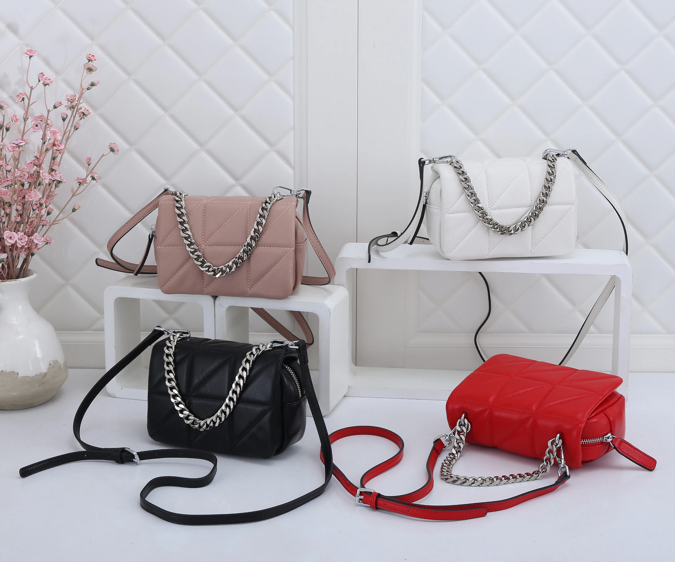 Zency moda letnia mała torba typu crossbody dla kobiet designerska torba na ramię diamentowa krata torebka kwadratowe torby z paskiem z łańcuszkiem