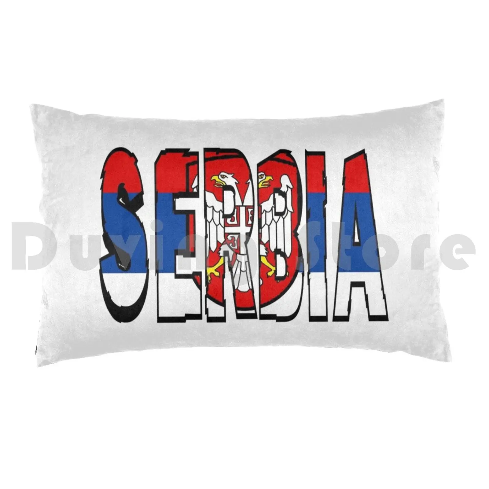 Serbia Flag Font Pillow Case Printed 50x75 Serbia Serbian Country Countries Euro Yugolsavia Slovakia