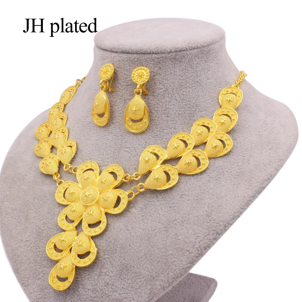 Jewellery set dubai African bridal gifts Wedding Ornament sun shape jewelry sets for women gold color necklace earrings set