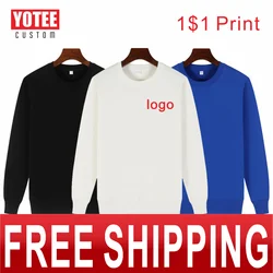 Round Neck Sweater Solid Color Thin Top Long Sleeve Men and Women Same Style Customized Embroidery Printing hoodies Sweatshirts