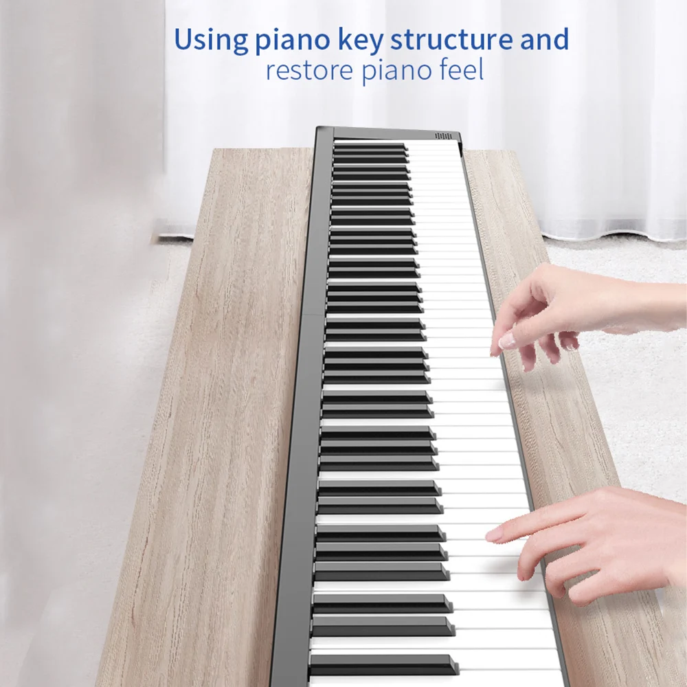 88 Keys Keyboard Piano Portable Digital Piano with LCD Display Built-in Speakers Rechargeable Battery BT Connectivity