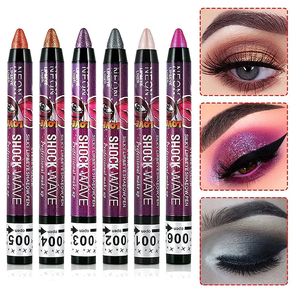 Maquiagem Shimmer Sombra de longa duração Lápis Caneta labial à prova d'água 2 em 1
