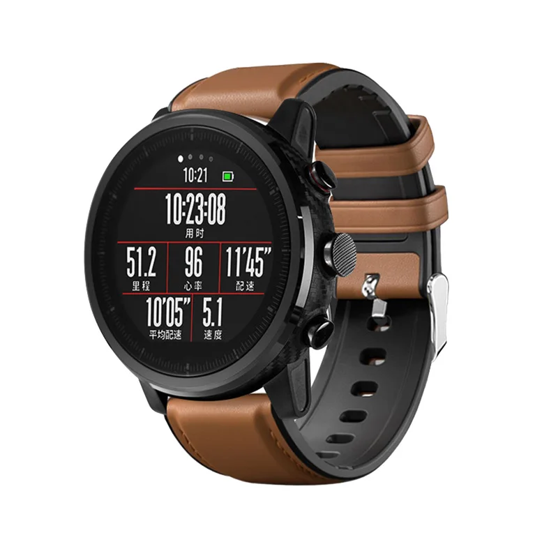 جلد + سيليكون حزام الساعات ل Huami Amazfit GTR2 2e 47 مللي متر بيس ستراتوس 3 2 2 s سوار ل Amazfit GTR 2 حزام 22 مللي متر حزام الساعات