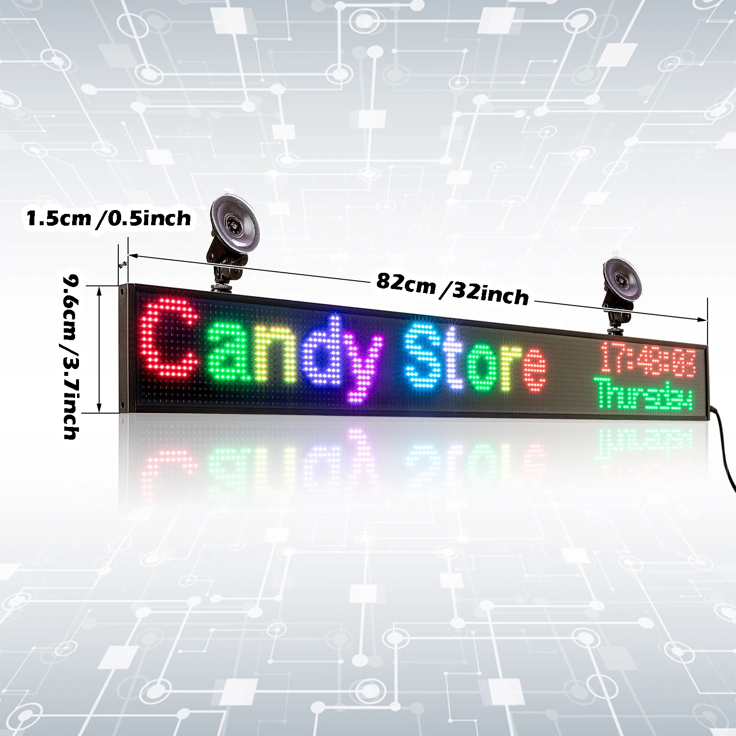 12V Car LED Sign 82cm P5 RGB SMD 2121 WiFi Car LED Display Board Indoor Time Countdown Scrolling Message Advertising Screen