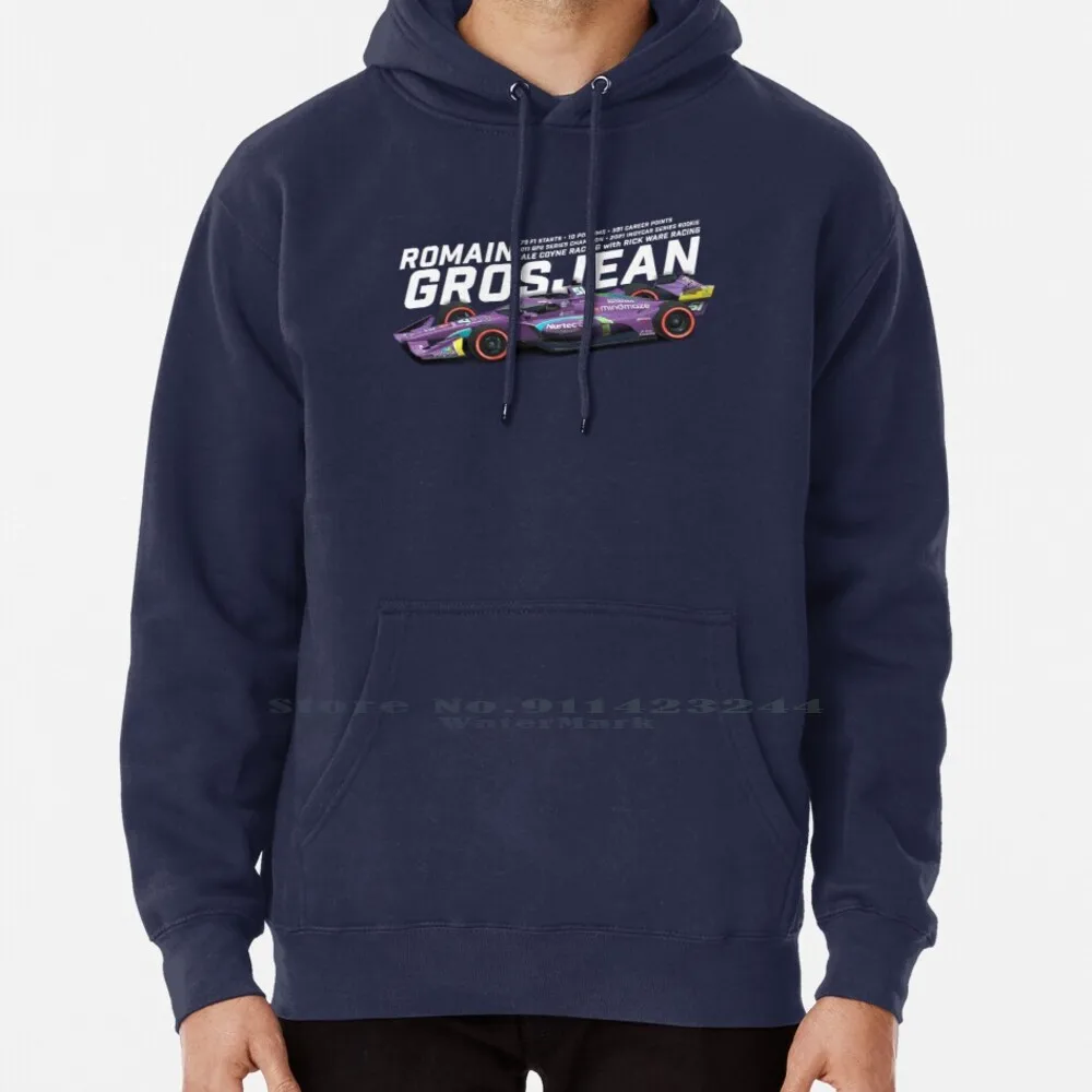 

Romain Grosjean 2021 ( White On Purple ) Hoodie Sweater 6xl Cotton France French Indianapolis Indy Race Car Racer Driver Winner