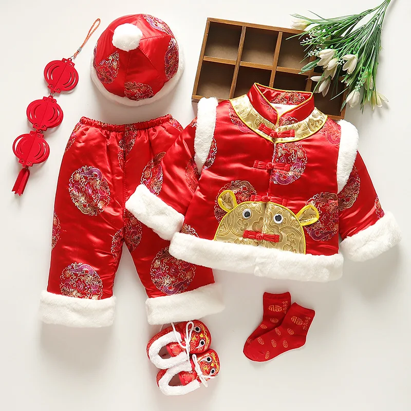 

Chinese New Year Children Tang Suits Kids China Traditional Costumes Party Celebration Festive Clothing Winter Warm Suit 2022