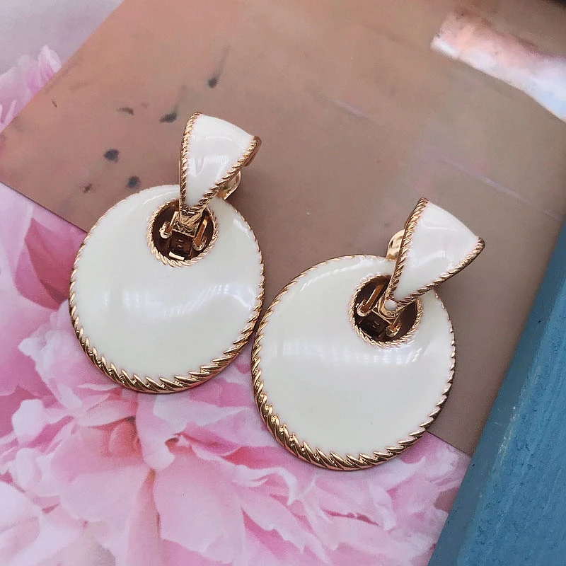 

White Earrings Statement Pendant Drop Enamel Trend Designs Party Birthday Gifts For Womens's Accessories