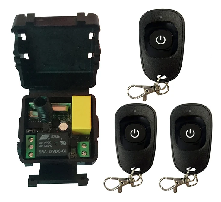AC 220V 1CH 1 CH Wireless RF Remote Control Light Switch 10A Relay Output Radio Receiver Module+one-button black Transmitter