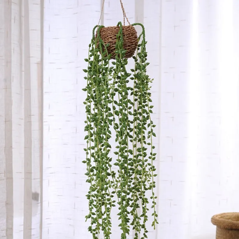 Artificial Jungle Turtle Leaf Rattan Plants Small Fake Silk Tropical Palm Leaves Vine Wedding Home Wall Hanging Decoration