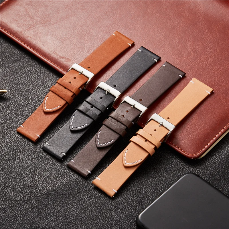 Calfskin Leather Watchbands Quick Release Watch Straps 16mm 18mm 20mm 22mm 24mm Smart Watch Band Watches Accessories