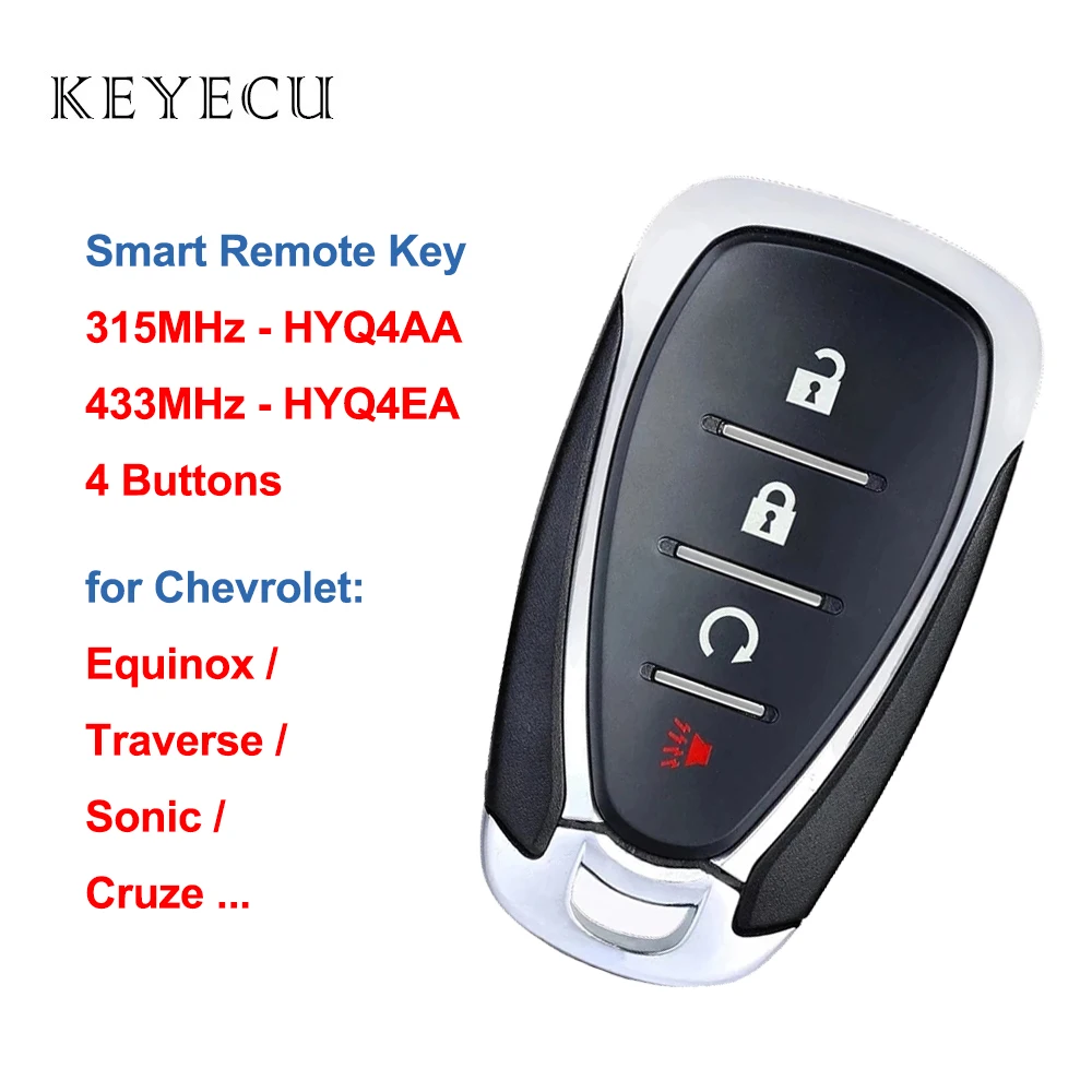 Keyecu Smart Prox Remote Key Fob HYQ4EA / HYQ4AA for Chevrolet Bolt Equinox Sonic Trax Volt Cruze Traverse 2016 2017 2018 2019