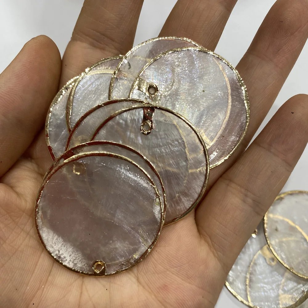 2pcs Natural Mirror Shell Pendant Round Mother of Pearl Charms Pendants For Jewelry Making DIY Earring Necklace Size 30x30mm