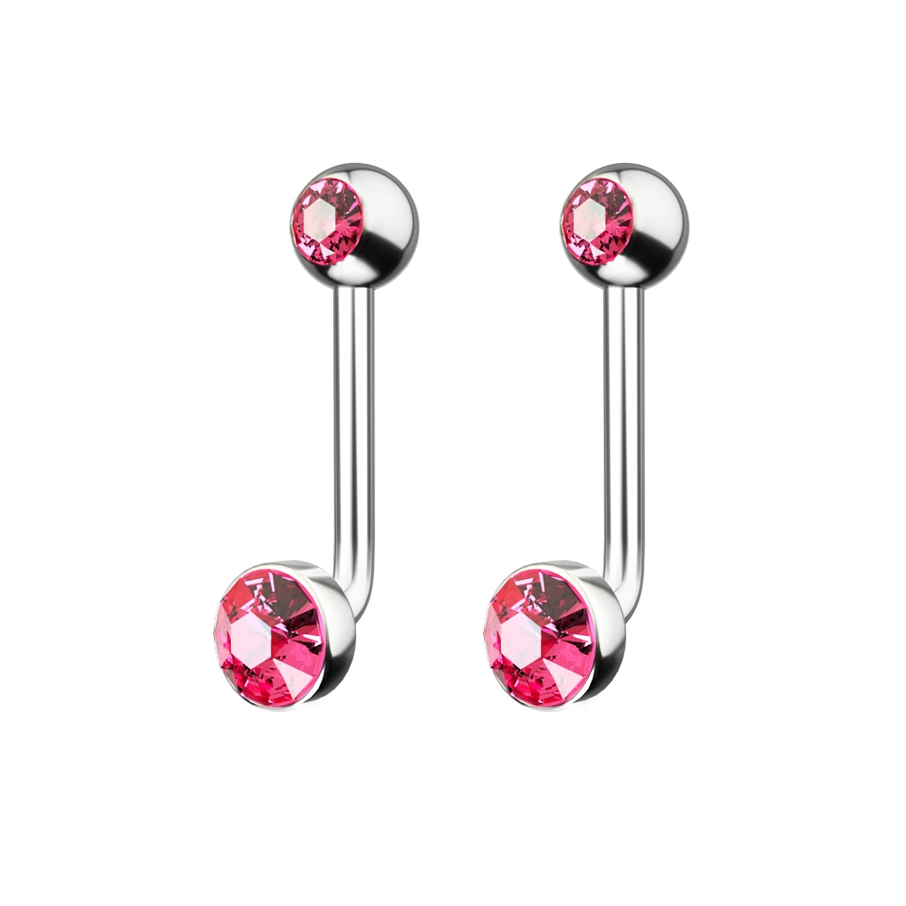 G23 Titanium Crystal Gem Vertical Hood Piercing Lip Ring