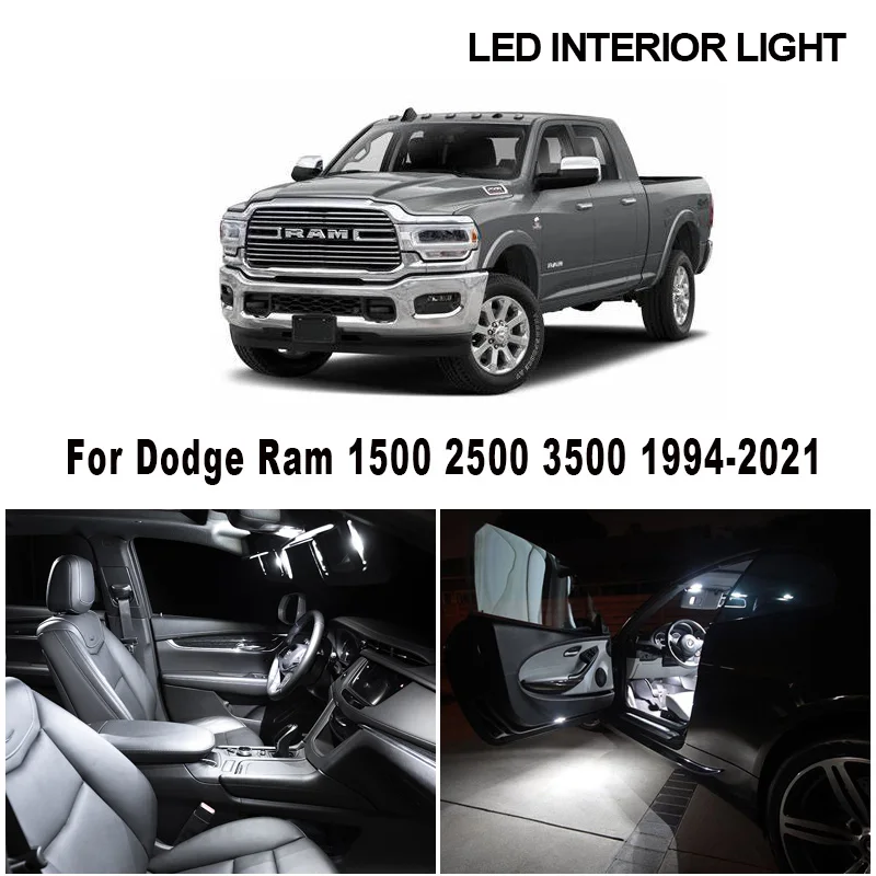 Canbus White Car Bulbs LED Interior Door Light Kit For Dodge Ram 1500 2500 3500 1994-2020 2021 Map Dome Trunk License Plate Lamp