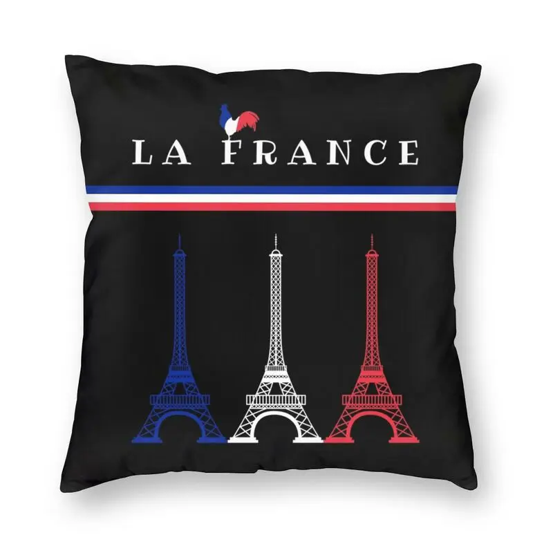 La France Flag Cushion Covers Sofa Decoration French Eiffel Tower Square Throw Pillow Cover 45x45