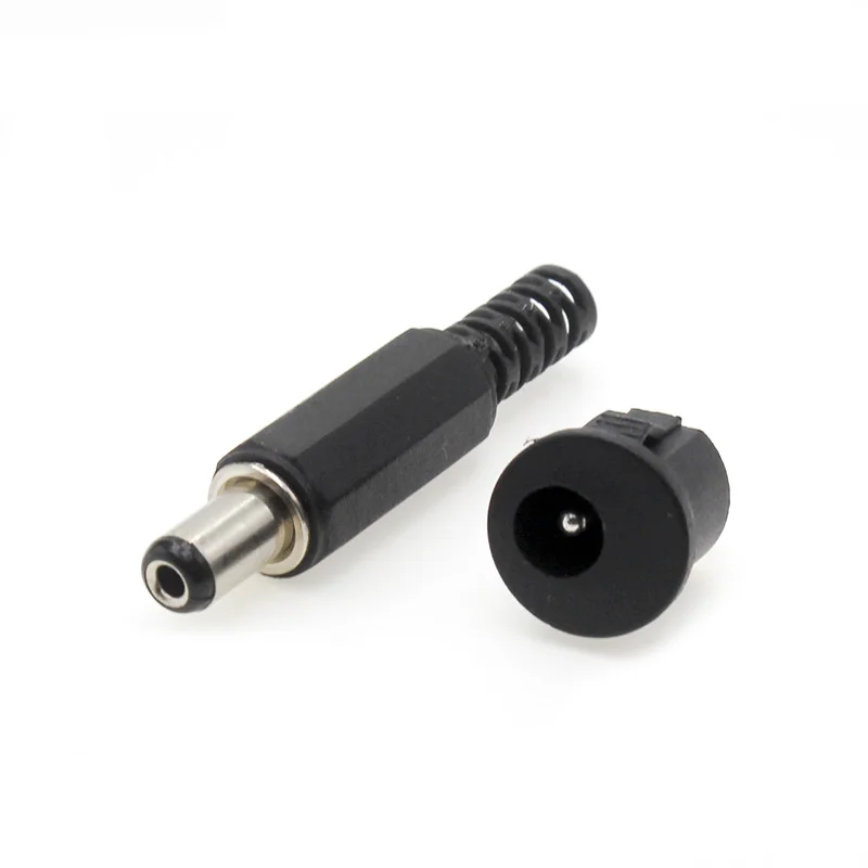 5 style 2/5/10Pairs 5.5 x 2.1mm Male Plugs + DC Power Socket Female Jack Screw Nut Panel Mount Connector 5.5*2.1MM DC022 005 025