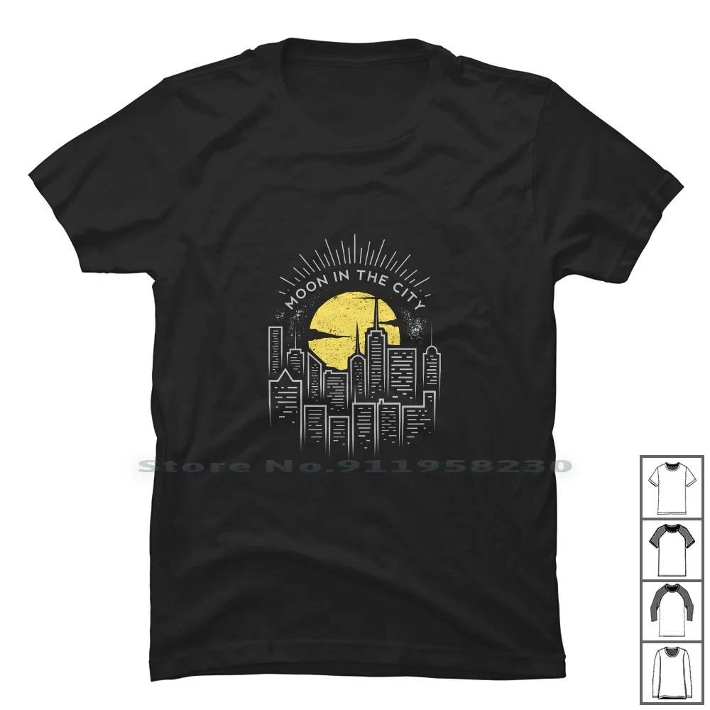 Moon In The City T Shirt 100% Cotton Lifestyle Shopping Clothing Fashion Thing Style Wear Shot Ping Moon City Hot