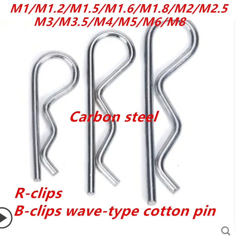 M1M1.2/M1.5/M1.6/M1.8/M2M2.5M3M3.5M4M5M6 carbon steel  Wave-Type Cotter Pin set Combination B R-Clips shaft Bolt Lock Pin  734