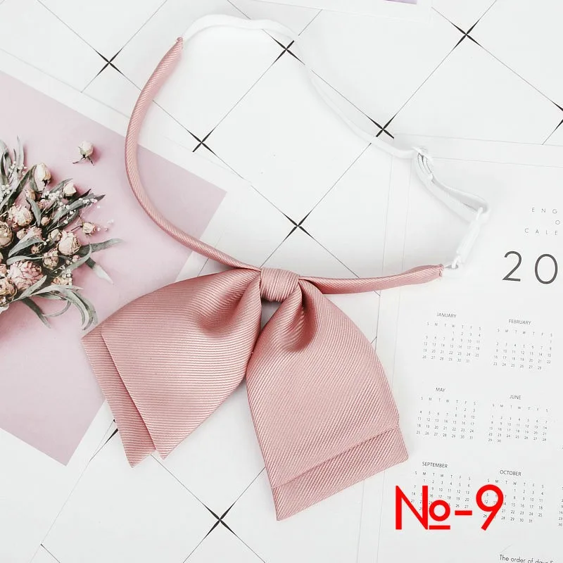 Ladies Bank New Solid Collar Bow Tie Women's Cute Bow-knot Japanese Girl Bowtie Butterfly Cravats Suits Jk Uniform Accessories