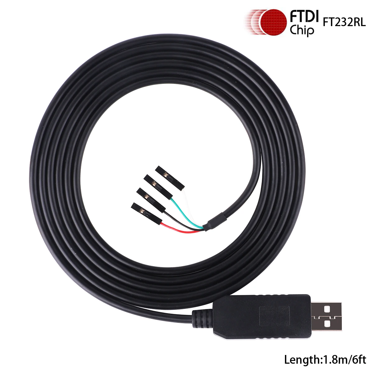 4-ходовой адаптер FTDI TTL-232R TTL на USB SIL, штекер 0,1 дюйма 2,54 мм, 4-контактный разъем, последовательный кабель преобразователя