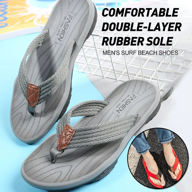 New Men\'s Flip Flops Casual Shoes For Man Summer Surf Beach Slippers Non-slip Shoes For Summer Outdoor Travel Тапочки Для Дома