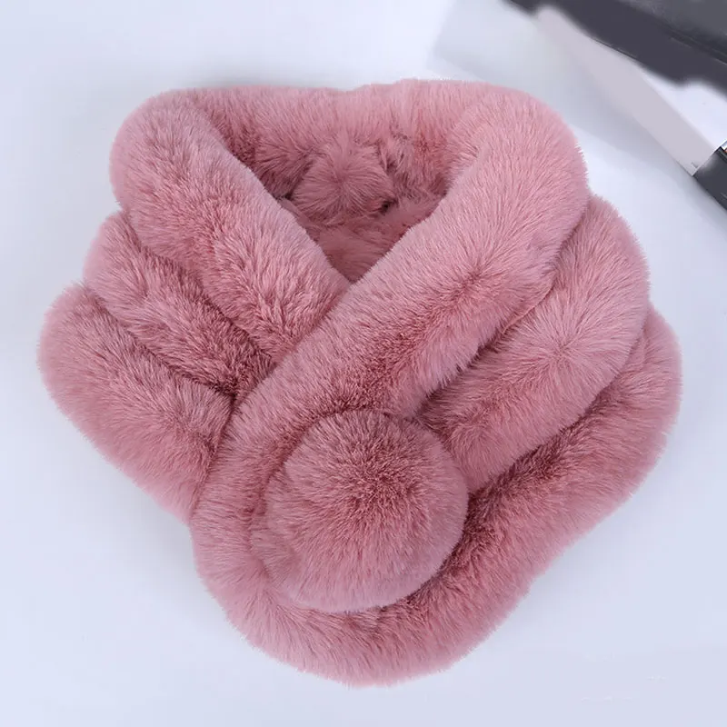 Women Winter Warm Plush Scarfs Faux Fur Cross Collar Scarf Thick Snood Scarves Soft Windproof Antifreeze Neckerchief Accessories