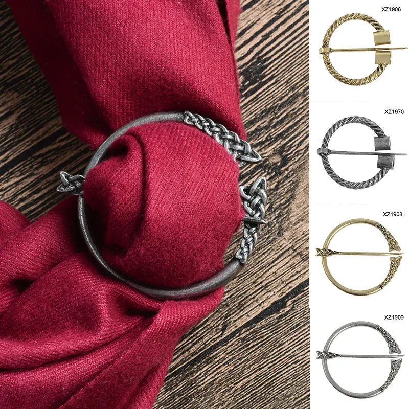 High Quality Vintage Viking Pins Medieval Nordic Brooch Accessories Belt Scarf Buckle Coat Cloak Pins for Women Men FS99