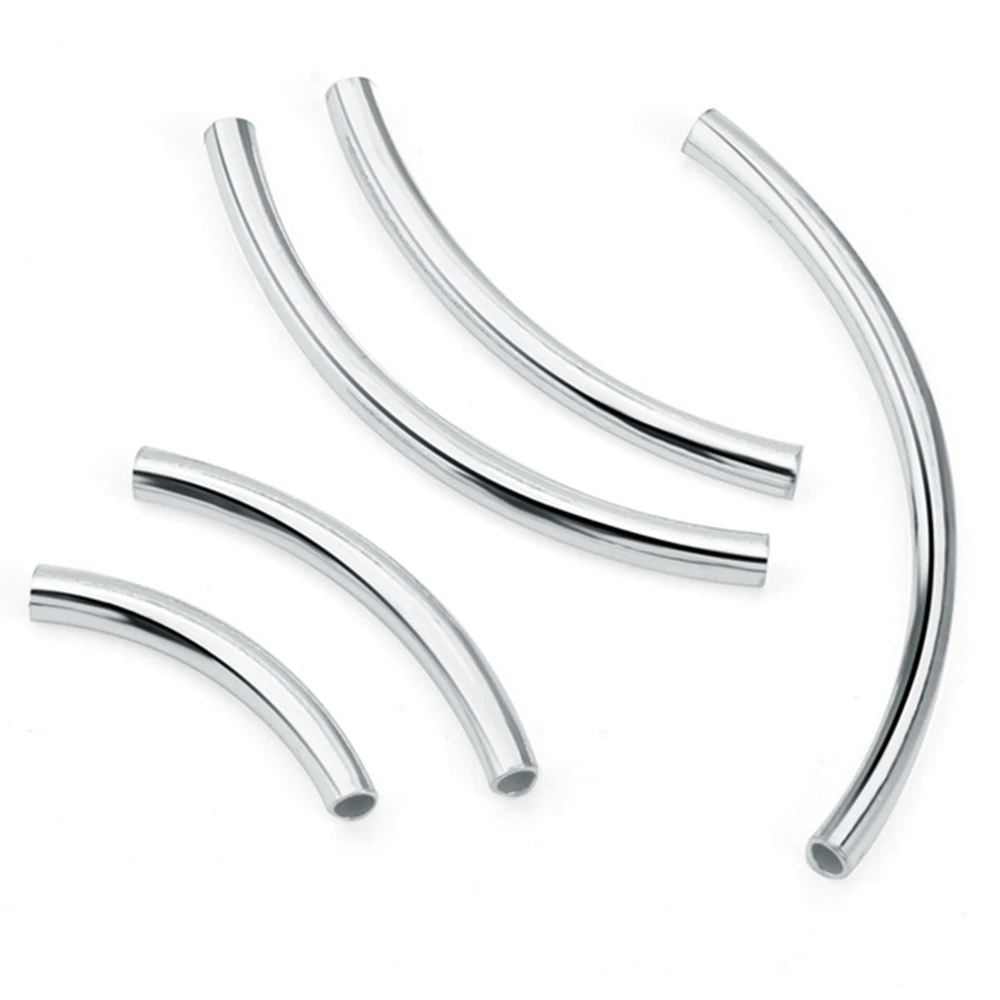 50pcs Stainless Steel Curved Tube Spacer Beads Connector DIY for Bracelets Necklace Jewelry Makings Accessories