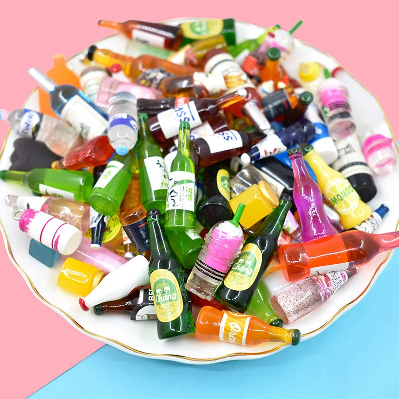 10-50Pcs Mix Mini Resin Emulation Drink Bottle Miniature DIY Craft Scrapbook Phone Shell Patch Decor Food Toy Headwear Ornaments