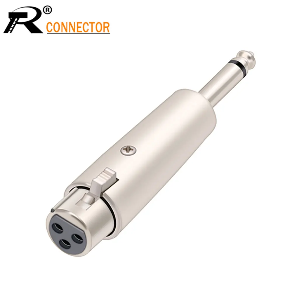 1pc 3Pin XLR Female To 6.35mm Male Mono Jack Lead Adapter Microphone Leader Adapter