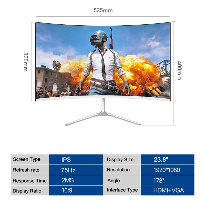 DASKA 24 Inch Curved LCD Monitor Gaming Competition 24