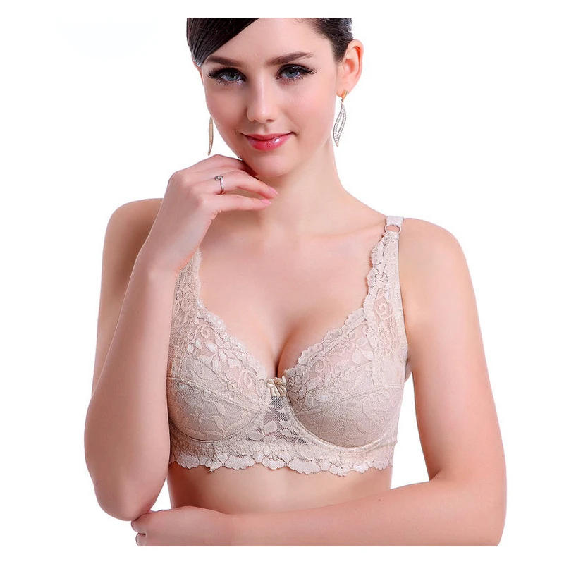 White solid Sexy lace bras full cup adjustable push up bra lingerie underwear for women 34 36 38 40 42 44 46 b c d cup bra C3306