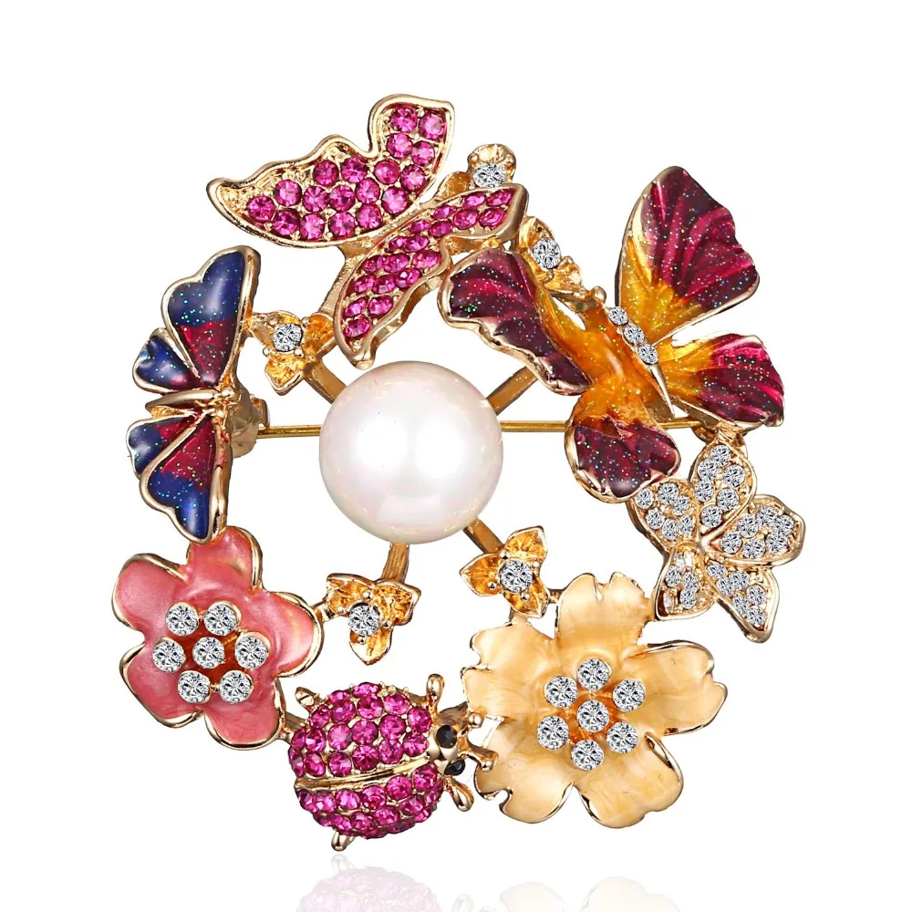Vintage Bunte Schmetterling Broschen Kristall Strass Metall Emaille Pins Fliegen Insekt Tier Brosche Kleidung Schmuck Geschenke – Detail 21
