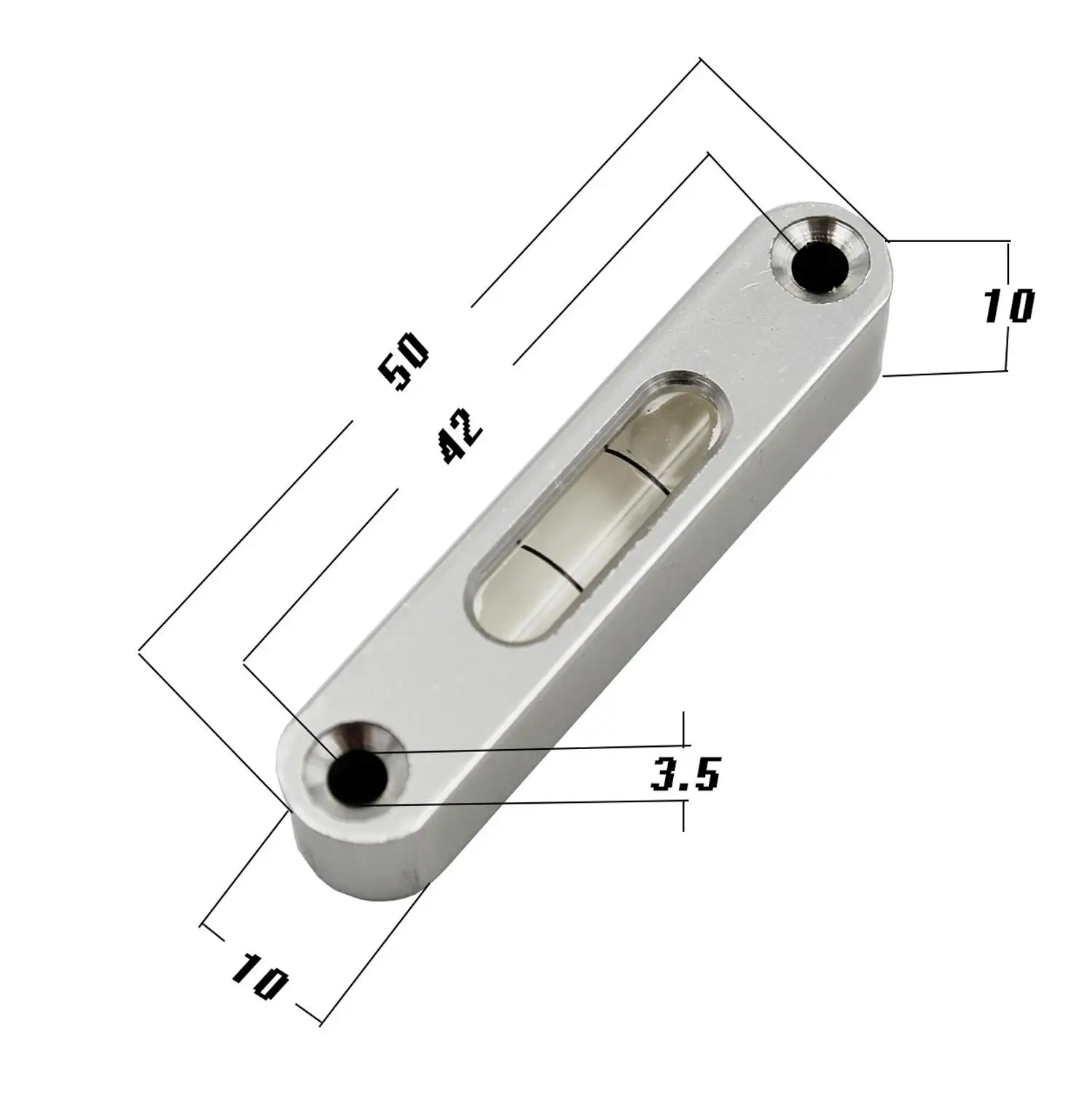 HACCURY Mini Bar Metal Level High Precision Long Strip Horizontal Bubble Spirit Leveling Ruler 50x10x10mm