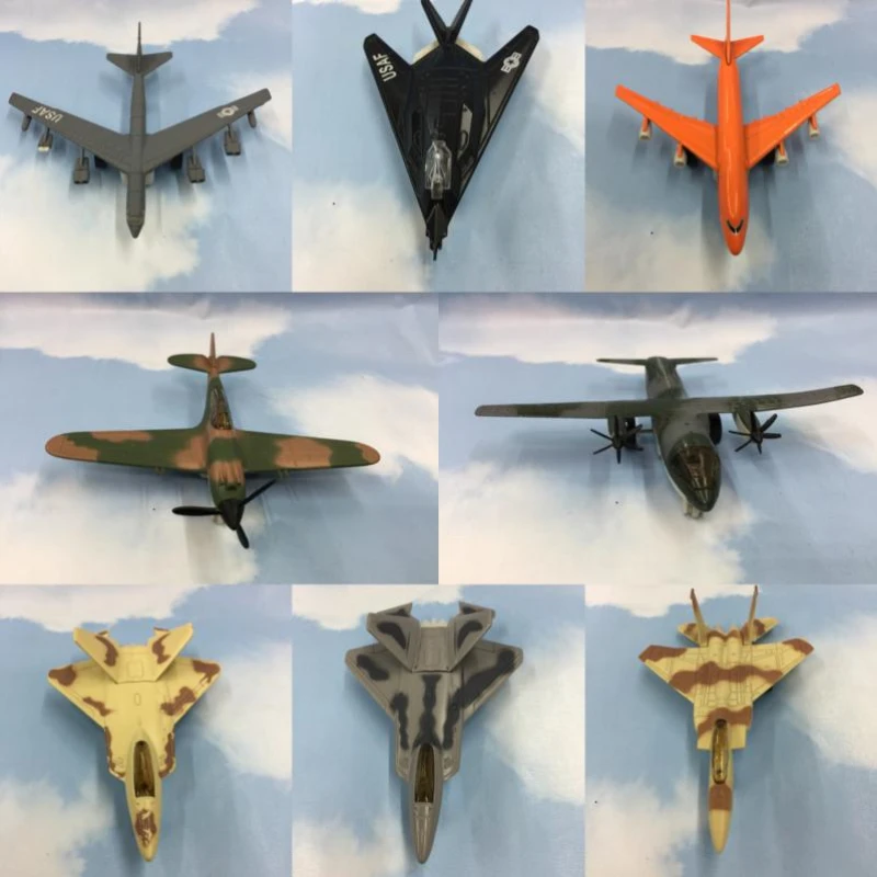 Diecast Vehicle B-52 F15 F117 P40 F22 C27 Mirage 2000 Boeing 747 Fighter Alloy Pull Back Airplane Model Toy Ornaments Kid Gift