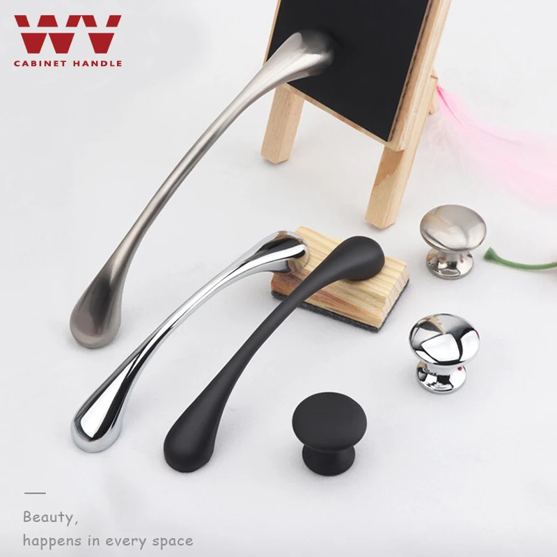WV Silver Matte Black Kitchen Cabinet Storage Closet Door Furniture Handles Dressers Drawer Simple Knobs Shoe Wine Pulls Hardwar