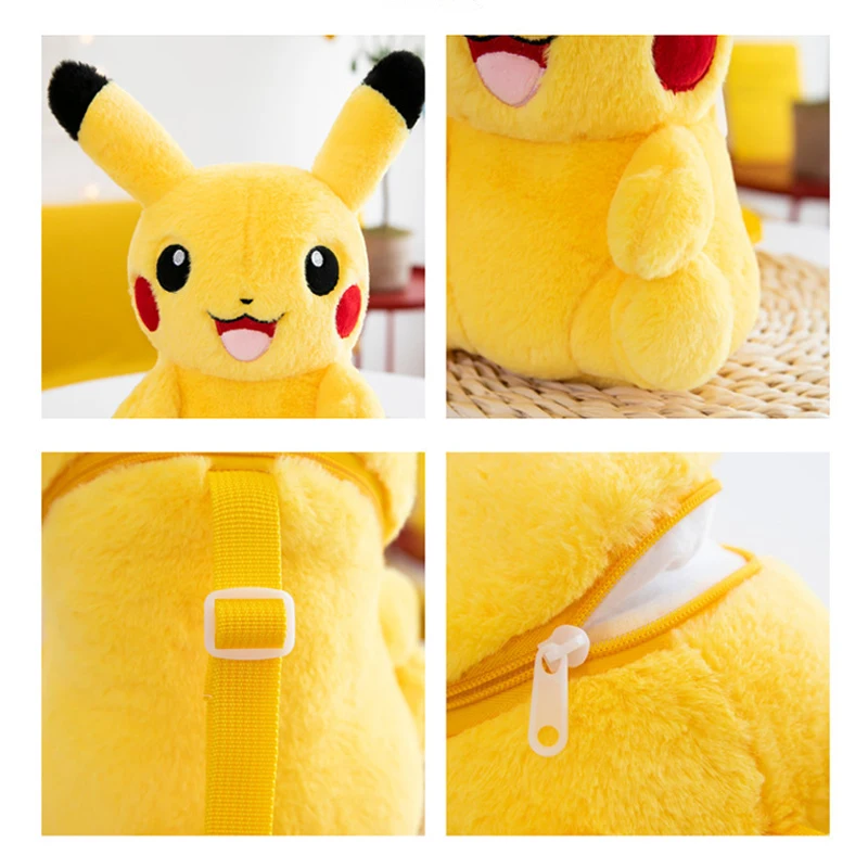 Pokemon Pikachu bolsa pequeña de felpa roja creativa, mochila de dibujos animados, lindo regalo de corazón para niña, regalo de cumpleaños, regalo