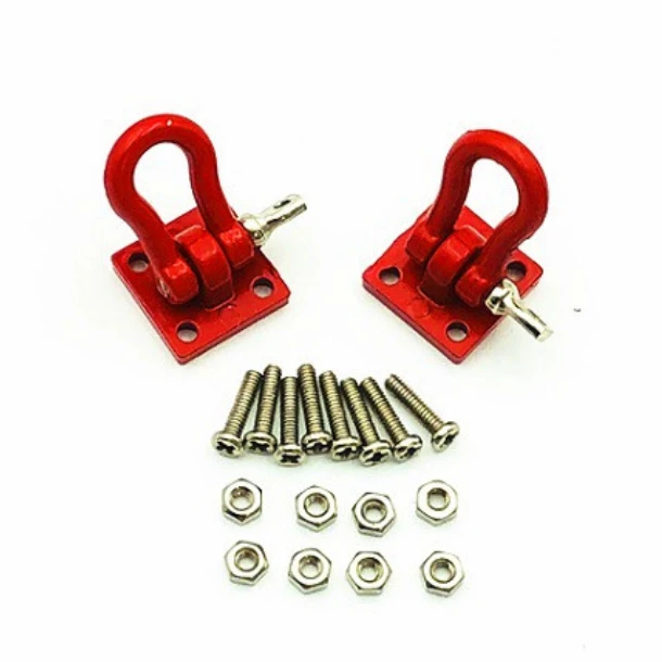 2Pcs Trailer Towing Buckle Tow Hooks Metal Climbing Trailer Shackles for 1/10 RC Simulation Climbing Car