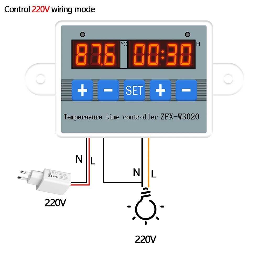 ZFX-W3020 Temperature Time Controller Thermostat Control  Controller Thermoregulator Timer Control Module 12V/24V/220V 20%off