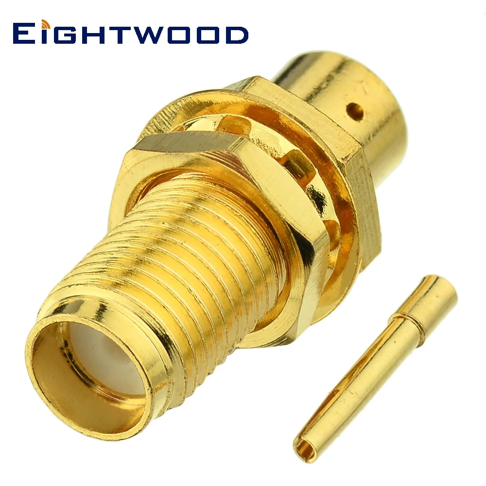 Eightwood 5PCS SMA Jack Female Bulkhead RF Coaxial Connector Adapter Solder Semi-rigid 0.141