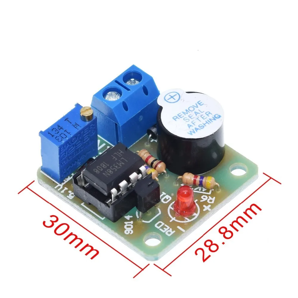 TZT 1/3 Stück LM358 Akkumulator Ton-Licht-Alarmmodul 12V Buzzer zum Schutz vor Überentladung Steuermodul – Detail 1