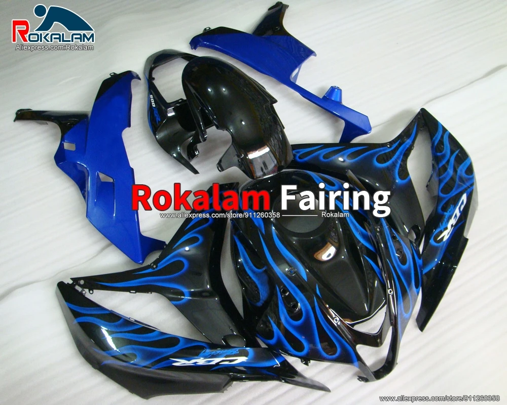 Flame Color For Honda CBR600RR F5 2007 2008 CBR600 RR 07 08 CBR 600RR F 5 Motorcycle Blue Black Fairing Kit (Injection Molding)