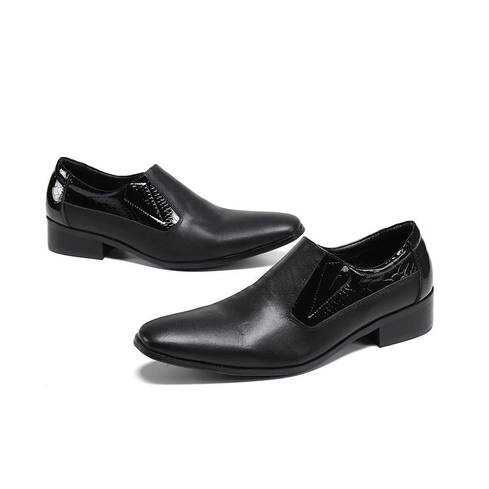 

Handmade Black Men Oxfords Shoes Large Size Pointed Toe Genuine Leather Slip on Casual Shoes Man Formal Shoes Party Dress Shoes