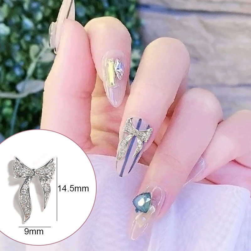 20Pcs Fashion Lichtmetalen Bow Nail Art Decorations Goud Zilver 3D Charm Strikjes Nail Sieraden Voor Diy Manicure Decoratie accessoires