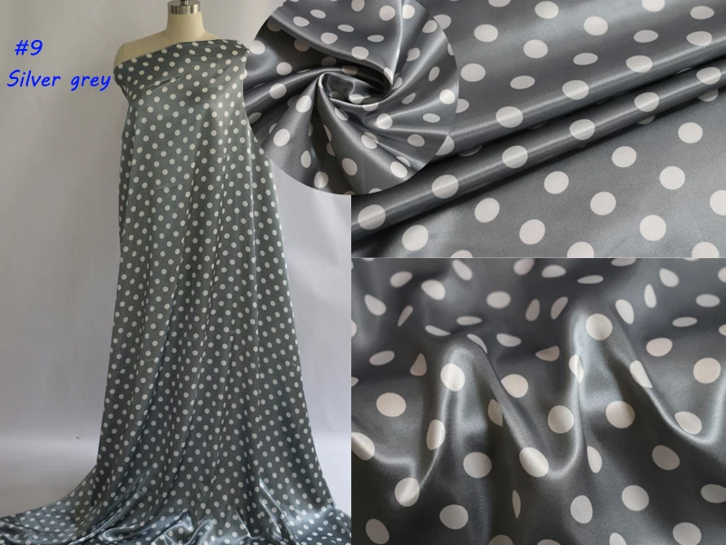 1 meter X 1.48 meter Polka Dots Fabric Satin Charmeuse Soft Lining Scarf Diy Tissu