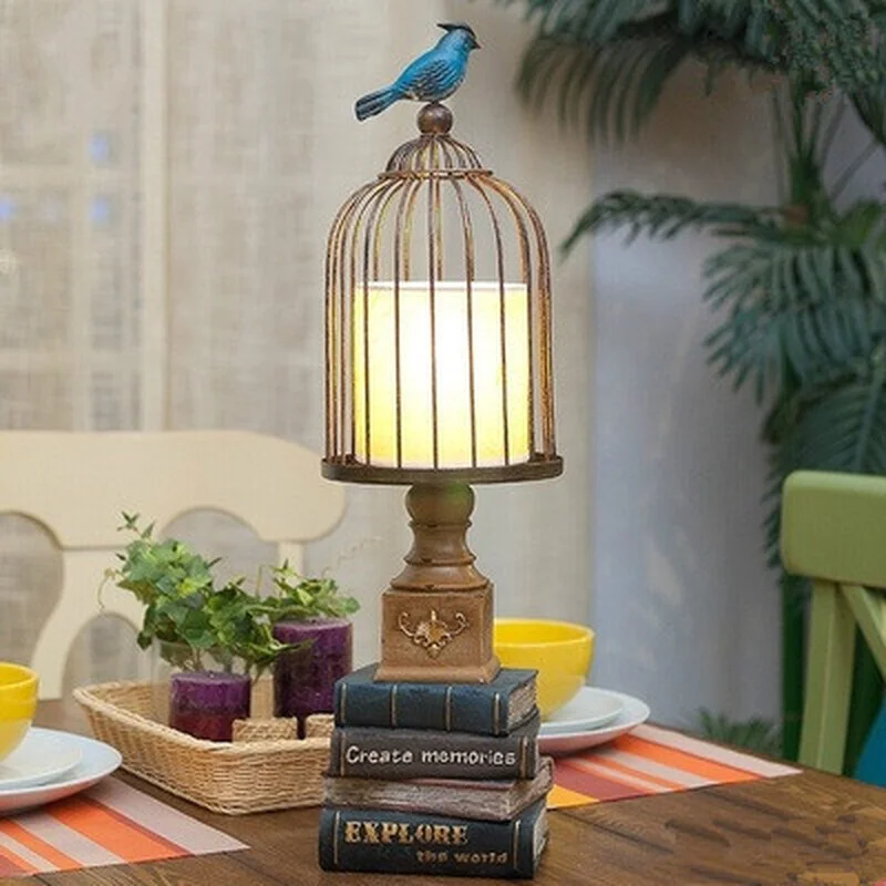 Lampe de Table américaine, lampe de chevet européenne, cage à oiseaux, lampe de décoration pour livre, bureau, chambre d'enfant, salon