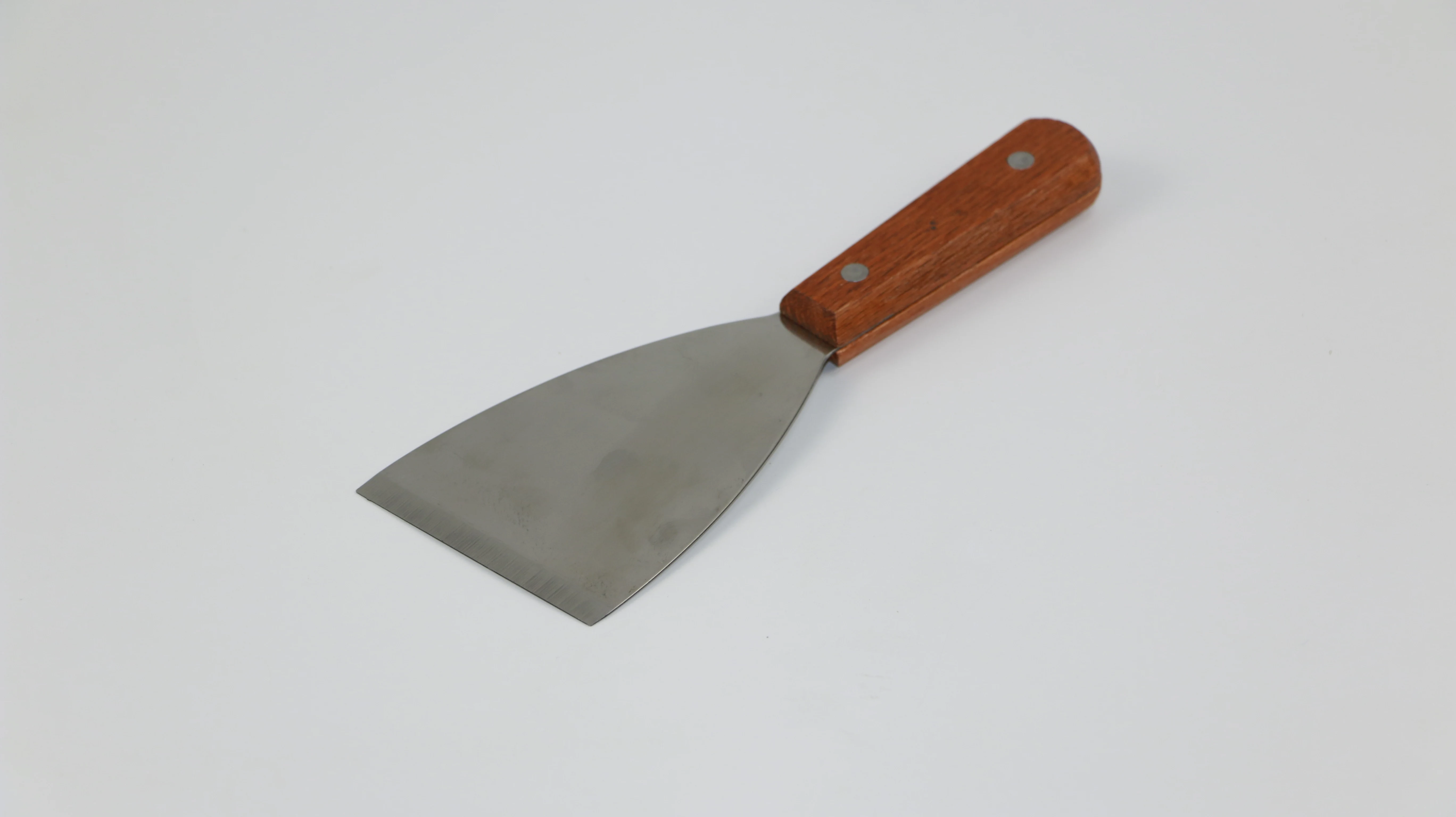 HMROVOOM Cooking shovel, wooden handle, stainless steel blade, iron plate steak pie, fry barbecue