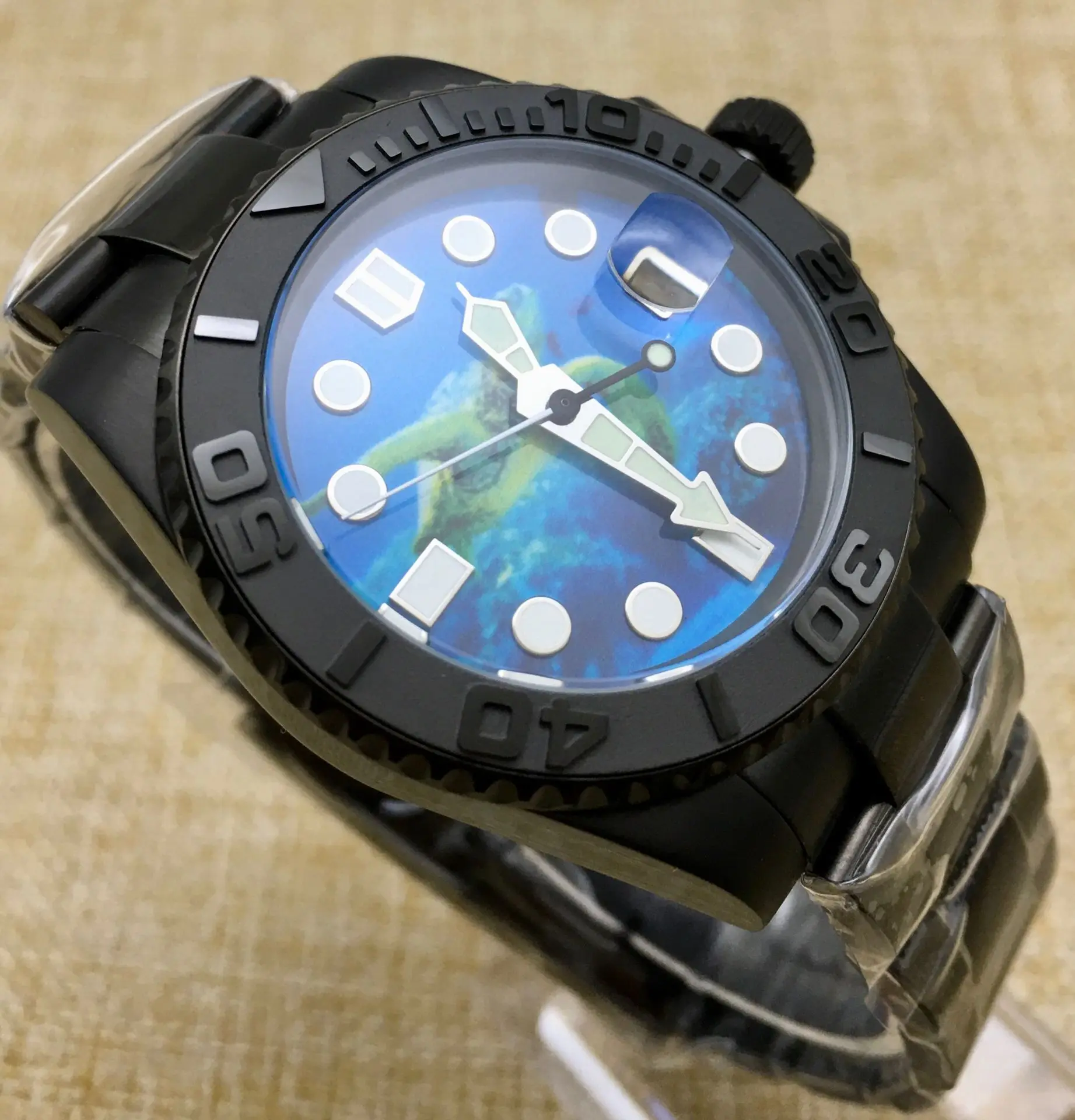 New 40mm Mechanical Men\'s Automatic Watch Japan NH35 Movement Stainless Steel Case Ceramic Bezel Sea turtle Dial Strong Luminous