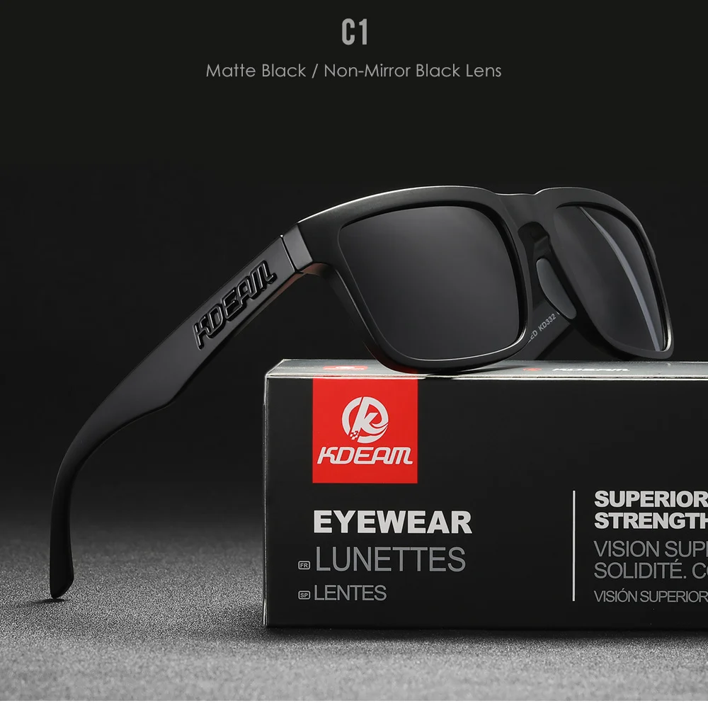 KDEAM Quadratische polarisierte Sonnenbrille für Herren im Freien, Lifestyle-Beschichtung, Sonnenbrille, neue passende Farben mit Box